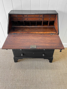 A Beautiful Black English Oak Drop Front Desk