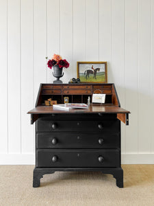 A Beautiful Black English Oak Drop Front Desk