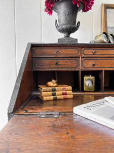 A Beautiful Black English Oak Drop Front Desk