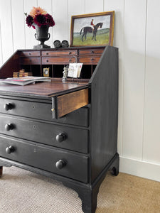 A Beautiful Black English Oak Drop Front Desk