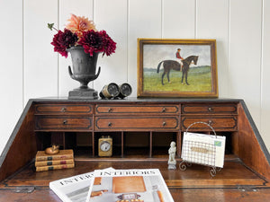 A Beautiful Black English Oak Drop Front Desk