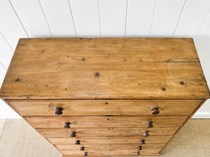 A Large English Pine Chest of Drawers Dresser on Plinth Base c1890