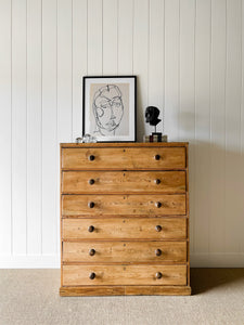 A Large English Pine Chest of Drawers Dresser on Plinth Base c1890