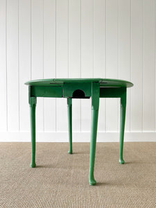 Antique English Country Drop Leaf Table in Green