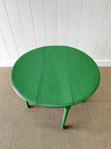 Antique English Country Drop Leaf Table in Green