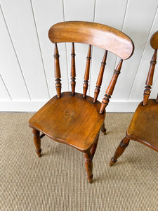 A Pair of Victorian Beech Kitchen Chairs