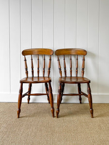 A Pair of Victorian Beech Kitchen Chairs