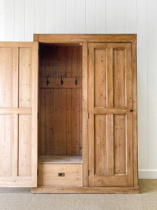 A Large English 19th Century Pine Coat Cupboard