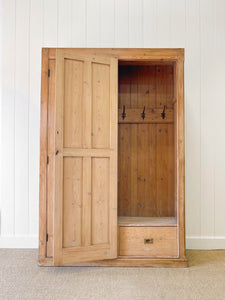 A Large English 19th Century Pine Coat Cupboard