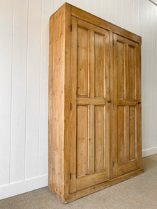 A Large English 19th Century Pine Coat Cupboard