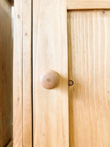 A Charming Pair of English Pine Nightstands with Bun Feet