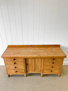 A Large English Country 8 Drawer Pine Buffet or Sideboard c1860