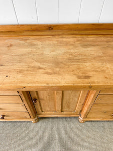 A Large English Country 8 Drawer Pine Buffet or Sideboard c1860