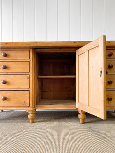 A Large English Country 8 Drawer Pine Buffet or Sideboard c1860