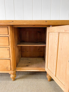 A Large English Country 8 Drawer Pine Buffet or Sideboard c1860