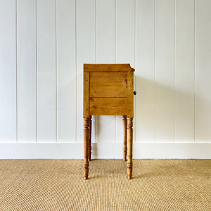 Antique English Early 19th Century Pine Bedside Table or Nightstand