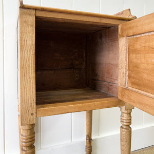 Antique English Early 19th Century Pine Bedside Table or Nightstand