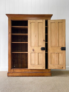 A Handsome English 19th Century Pine Housekeepers Cupboard