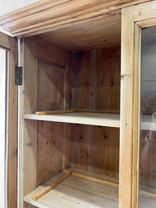 A Delightful 19th Century Pine Glazed Cupboard Cabinet