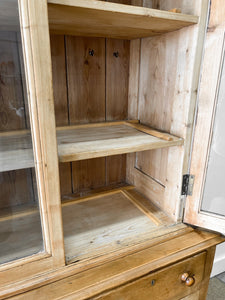 A Delightful 19th Century Pine Glazed Cupboard Cabinet