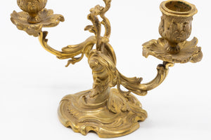 An Extravagant Pair of 19th Century Gilt Bronze Two Cup Candelabra