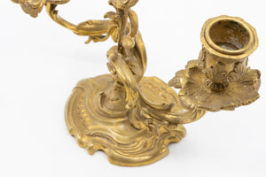 An Extravagant Pair of 19th Century Gilt Bronze Two Cup Candelabra