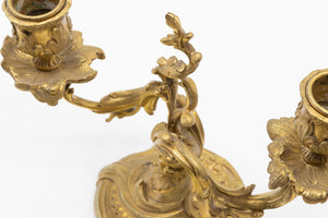 An Extravagant Pair of 19th Century Gilt Bronze Two Cup Candelabra