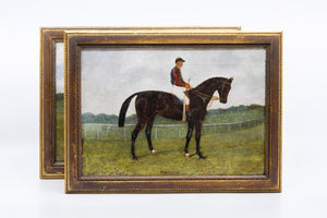 A Small Pair of Early 19th Century English Horse and Jockey Paintings