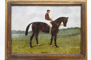 A Small Pair of Early 19th Century English Horse and Jockey Paintings