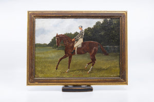 A Small Pair of Early 19th Century English Horse and Jockey Paintings