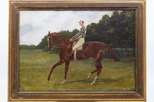 A Small Pair of Early 19th Century English Horse and Jockey Paintings