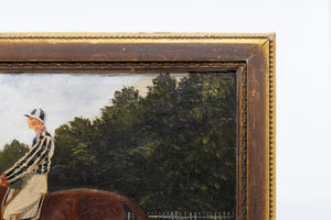 A Small Pair of Early 19th Century English Horse and Jockey Paintings