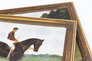 A Small Pair of Early 19th Century English Horse and Jockey Paintings