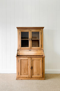 An Antique 19th Century French Pine Bookcase Cabinet Secretary Desk