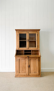 An Antique 19th Century French Pine Bookcase Cabinet Secretary Desk