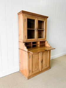 An Antique 19th Century French Pine Bookcase Cabinet Secretary Desk