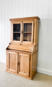 An Antique 19th Century French Pine Bookcase Cabinet Secretary Desk