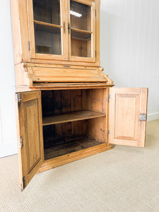 An Antique 19th Century French Pine Bookcase Cabinet Secretary Desk