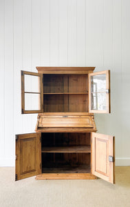 An Antique 19th Century French Pine Bookcase Cabinet Secretary Desk