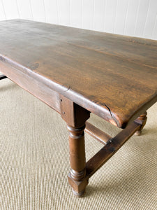 Antique English Country 7ft Oak Refectory Style Table