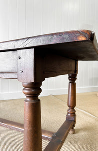 Antique English Country 7ft Oak Refectory Style Table