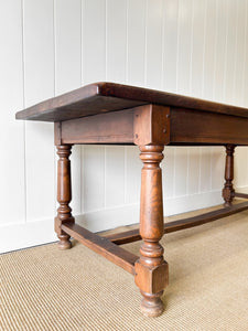 Antique English Country 7ft Oak Refectory Style Table