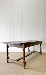 Antique English Country 7ft Oak Refectory Style Table