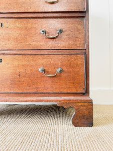 A English Georgian Oak Chest of Drawers with Swan Neck Hardware