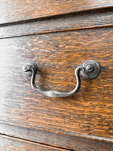 A English Georgian Oak Chest of Drawers with Swan Neck Hardware