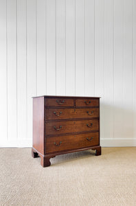 A English Georgian Oak Chest of Drawers with Swan Neck Hardware