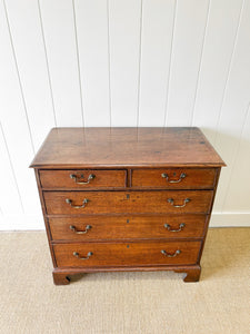 A English Georgian Oak Chest of Drawers with Swan Neck Hardware