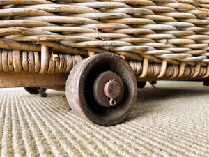 A Large Antique English Mill Basket Cart