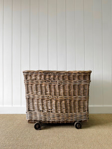 A Large Antique English Mill Basket Cart