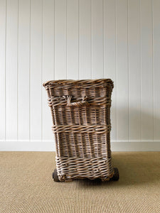 A Large Antique English Mill Basket Cart